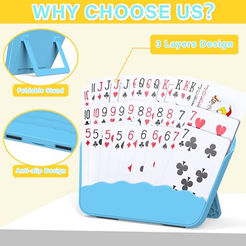 Tenyond 2-Pack Card Holders with Foldable Stand - for Seniors, Arthritis, Travel Games, UNO, Poker