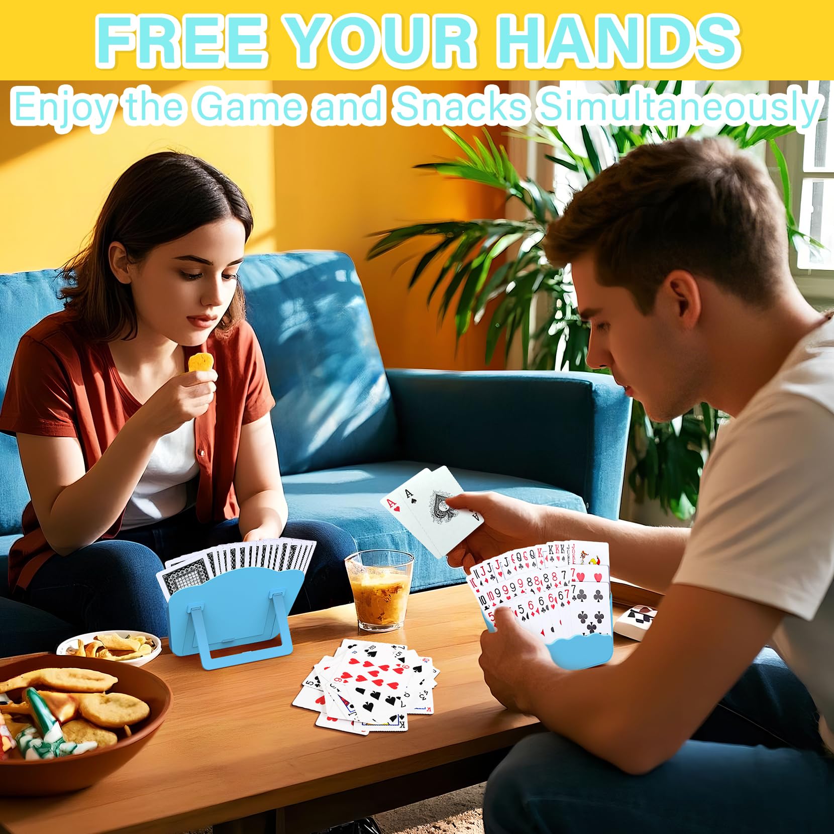 Tenyond 2-Pack Card Holders with Foldable Stand - for Seniors, Arthritis, Travel Games, UNO, Poker