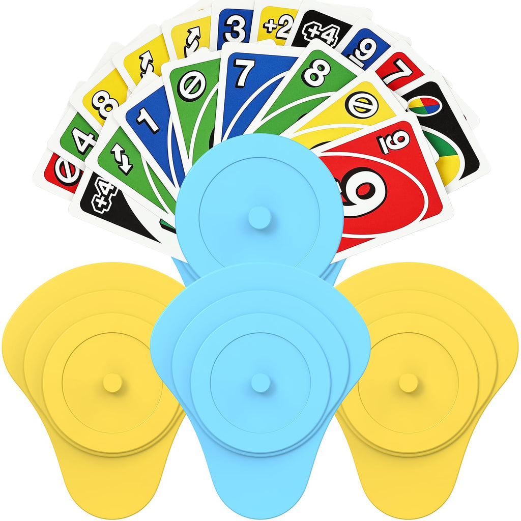 Tenyond Card Holders for Small Hands – 4-Pack (2 Blue, 2 Yellow) – Ergonomic Spring-Loaded Holders for Poker and Games