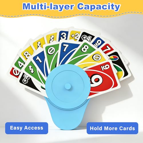 Tenyond Card Holders for Small Hands – 4-Pack (2 Blue, 2 Yellow) – Ergonomic Spring-Loaded Holders for Poker and Games