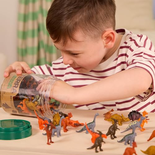 Terra by Battat 60-Piece Mini Dinosaur Figure Set – 12 Species in a Tube for Kids Ages 3+