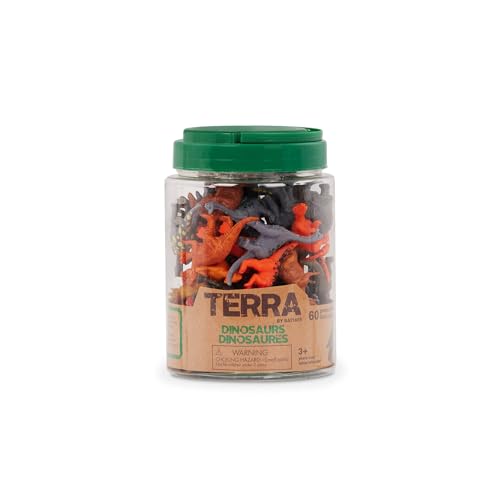 Terra by Battat 60-Piece Mini Dinosaur Figure Set – 12 Species in a Tube for Kids Ages 3+