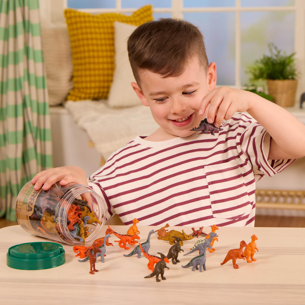 Terra by Battat 60-Piece Mini Dinosaur Figure Set – 12 Species in a Tube for Kids Ages 3+