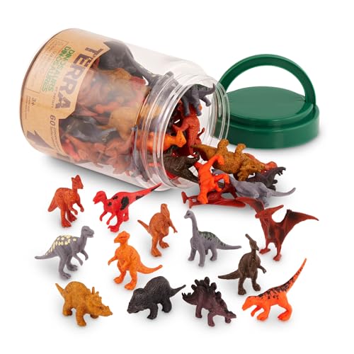 Terra by Battat 60-Piece Mini Dinosaur Figure Set – 12 Species in a Tube for Kids Ages 3+