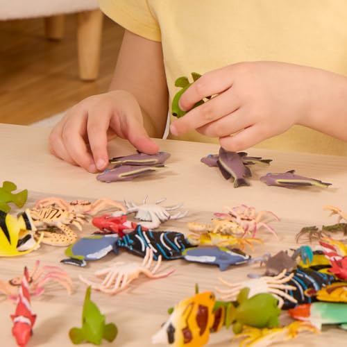 Terra by Battat 60-Piece Tropical Fish & Crab Toy Set – Mini Ocean Animal Figurines for Kids Ages 3+