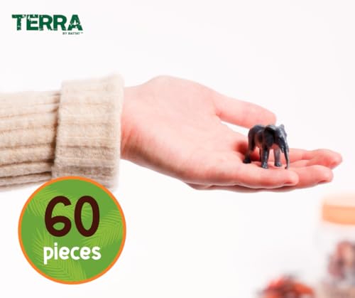 Terra by Battat 60-Piece Wild Creatures Tube – Mini Animal Figurines for Kids 3+