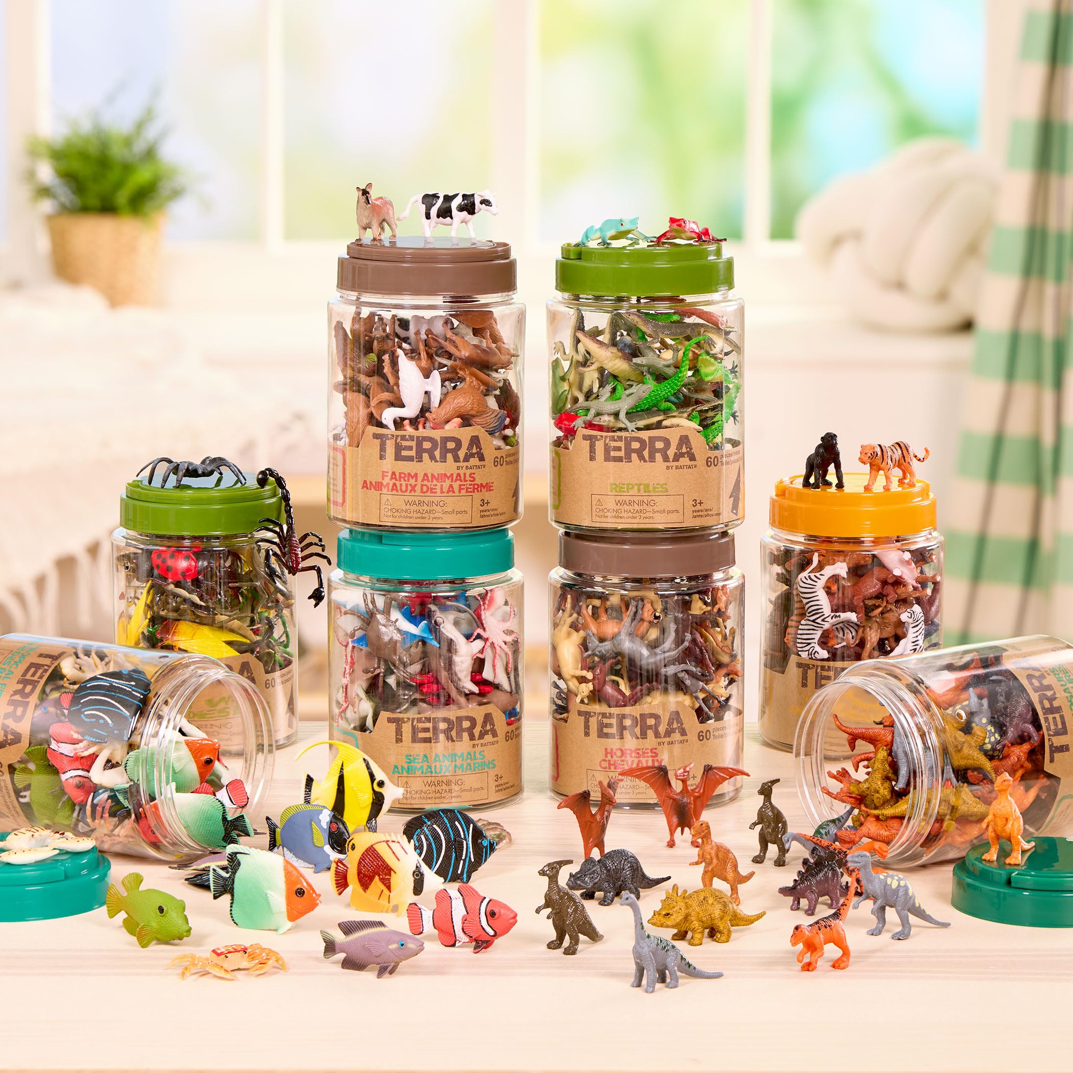 Terra by Battat 60-Piece Wild Creatures Tube – Mini Animal Figurines for Kids 3+