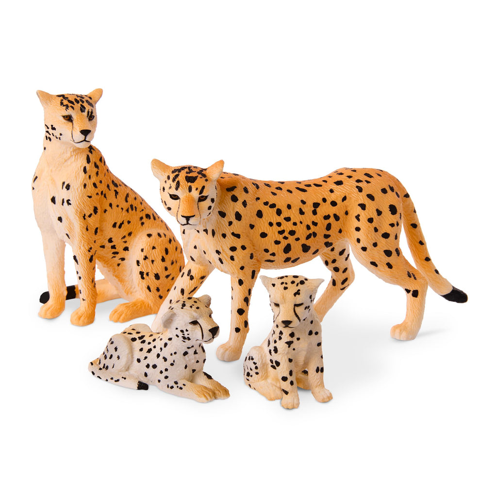 Terra by Battat Cheetah Family – 4 Realistic Plastic Figurines – Educational Safari Toy for Kids 3+