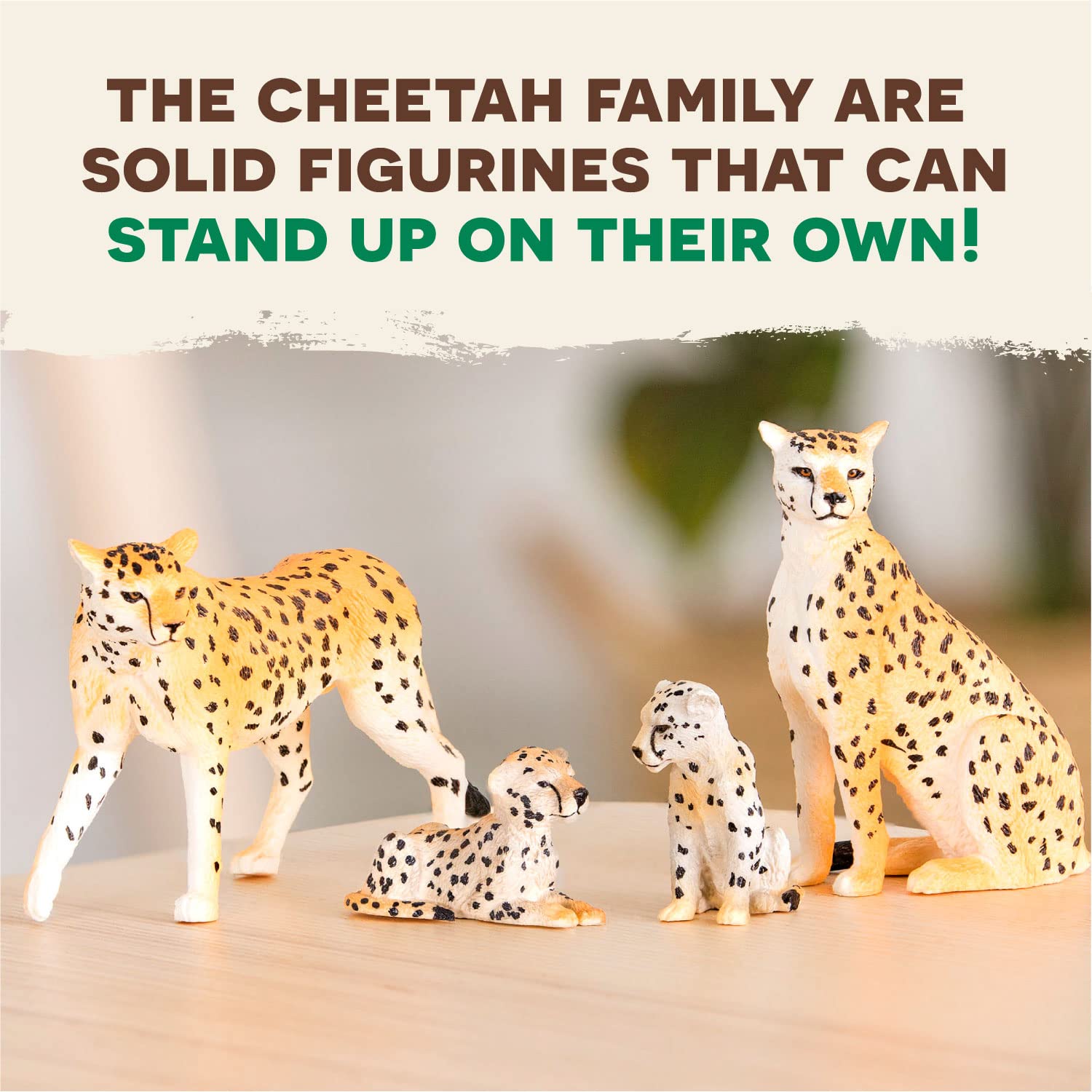 Terra by Battat Cheetah Family – 4 Realistic Plastic Figurines – Educational Safari Toy for Kids 3+