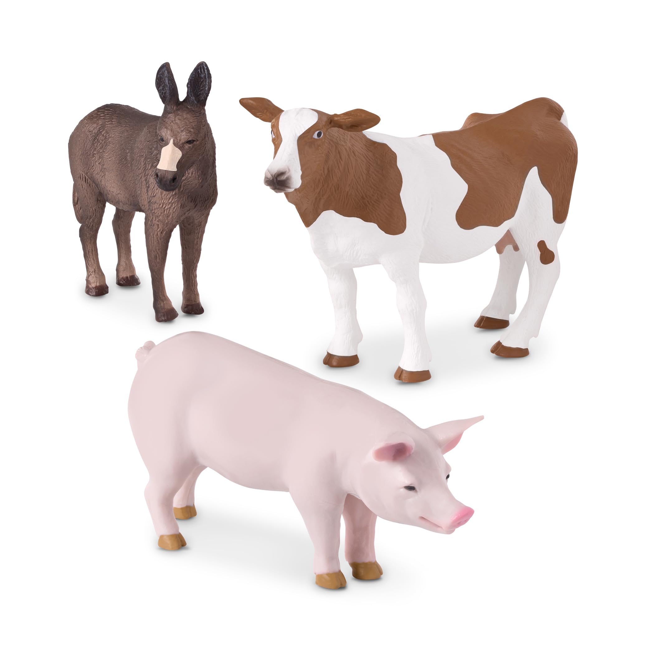 Terra by Battat Farm Animal Figurines – Pig, Donkey, and Cow 3-Piece Set for Imaginative Play