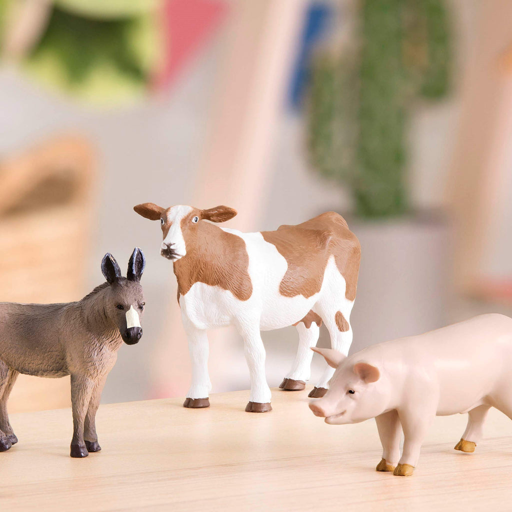 Terra by Battat Farm Animal Figurines – Pig, Donkey, and Cow 3-Piece Set for Imaginative Play