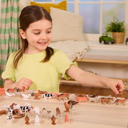 Terra by Battat Farm Animals Tube Set – 60 Mini Plastic Barnyard Figurines for Kids Ages 3+