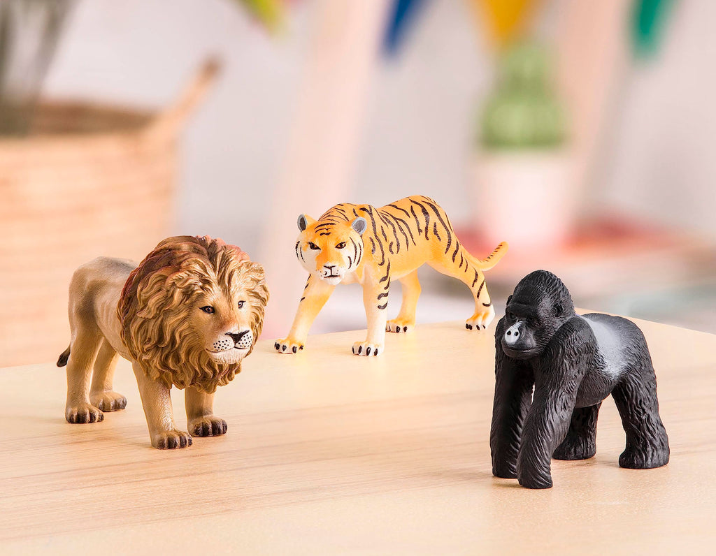 Terra by Battat Jungle Animal Figurines – 3-Pack of Realistic Lion, Tiger, and Gorilla Toys for Kids Age 3+