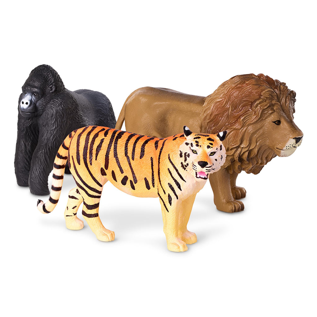 Terra by Battat Jungle Animal Figurines – 3-Pack of Realistic Lion, Tiger, and Gorilla Toys for Kids Age 3+