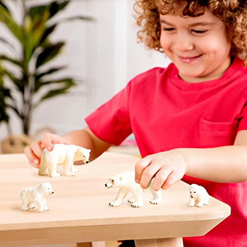 Terra by Battat Polar Bear Family – 4 Realistic Arctic Animal Figures for Kids Ages 3+