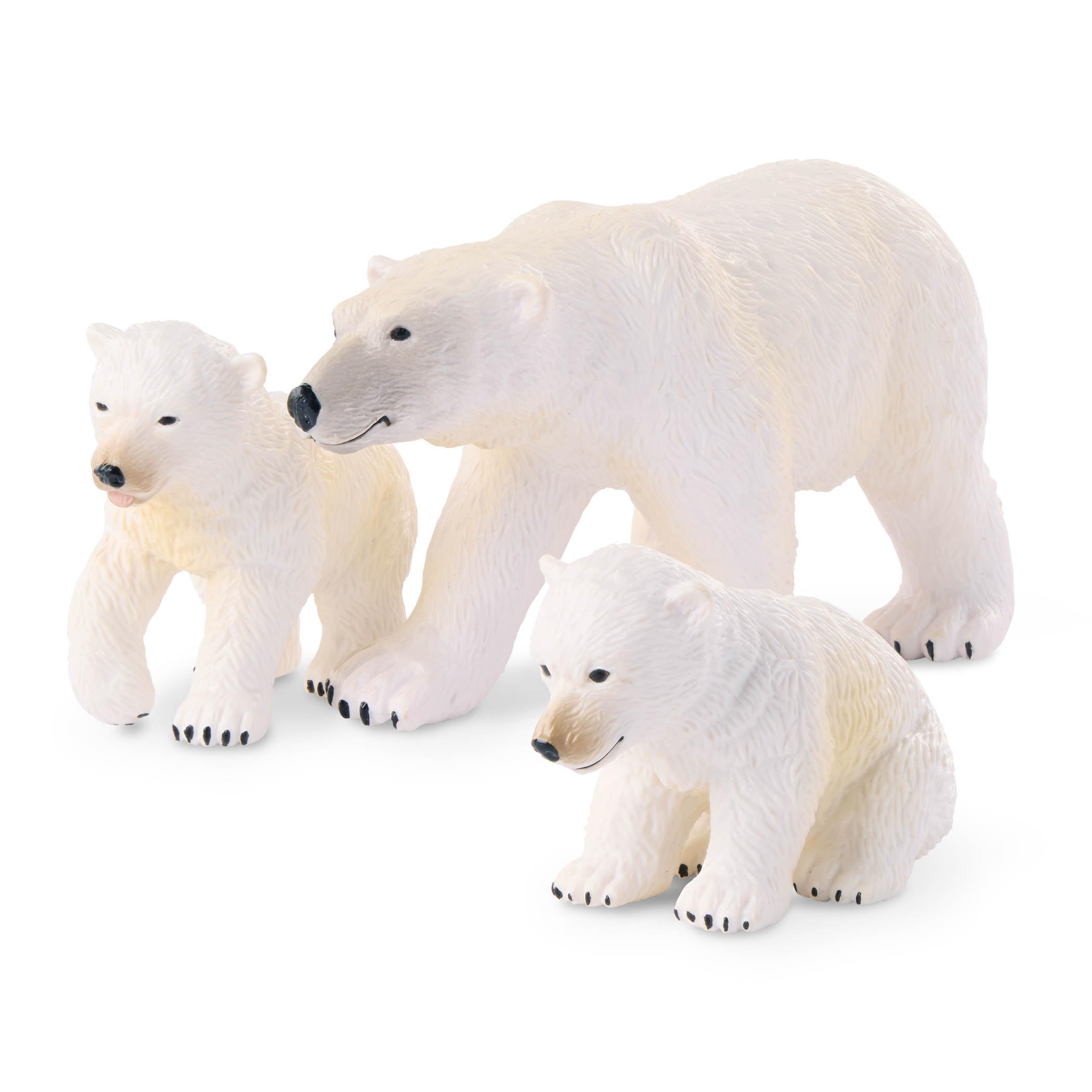 Terra by Battat Polar Bear Family – 4 Realistic Arctic Animal Figures for Kids Ages 3+