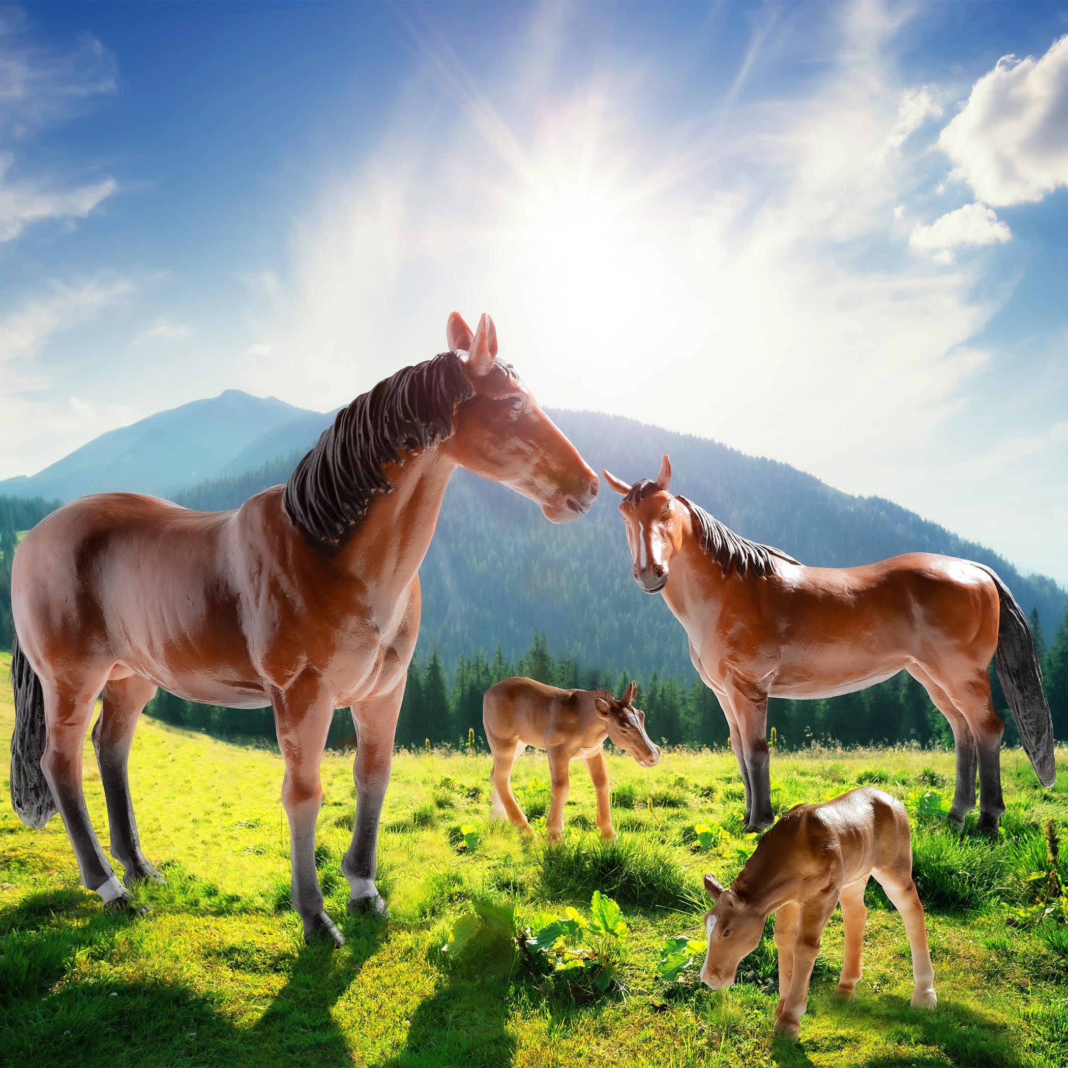 Terra by Battat Quarter Horse Toy Figurines – 4-Piece Plastic Animal Set for Kids Ages 3+