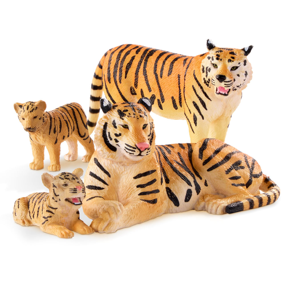 Terra by Battat Tiger Family Set – 4 Plastic Tigers for Imaginative Play (Ages 3+)