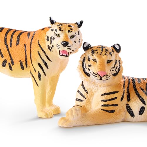 Terra by Battat Tiger Family Set – 4 Plastic Tigers for Imaginative Play (Ages 3+)