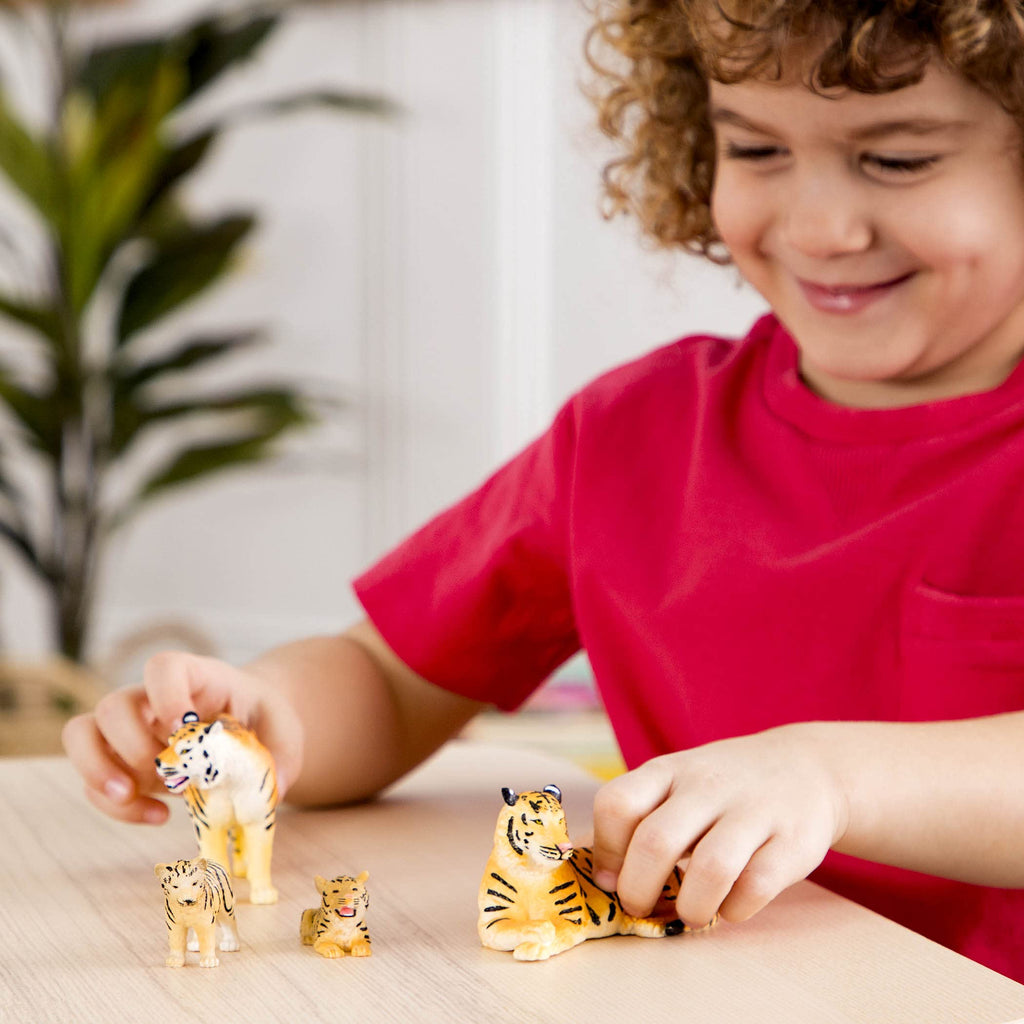 Terra by Battat Tiger Family Set – 4 Plastic Tigers for Imaginative Play (Ages 3+)