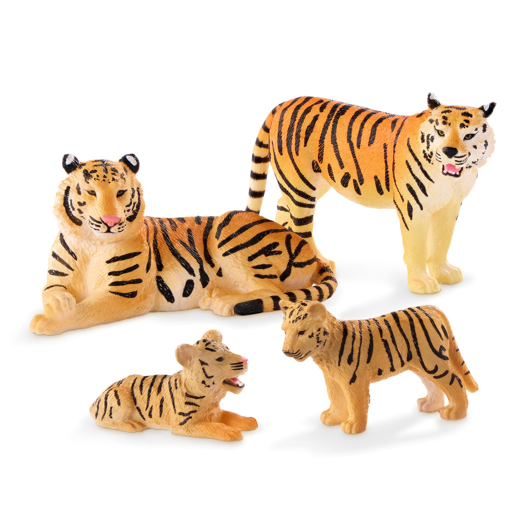 Terra by Battat Tiger Family Set – 4 Plastic Tigers for Imaginative Play (Ages 3+)