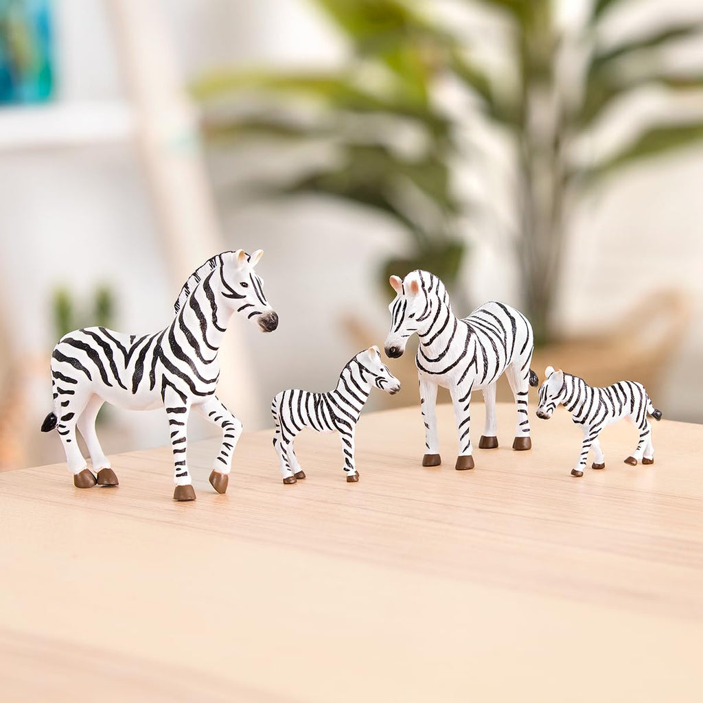 Terra by Battat Zebra Family Toy Set – 4 Realistic Safari Animal Figures for Kids Ages 3+