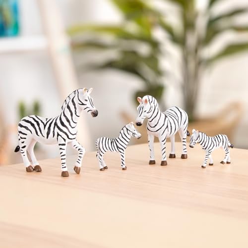 Terra by Battat Zebra Family Toy Set – 4 Realistic Safari Animal Figures for Kids Ages 3+