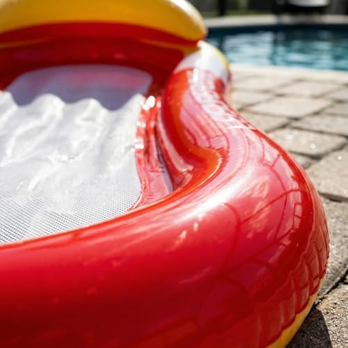 Tessitop 60-Inch Inflatable Pool Float Adult with Backrest and Mesh Bottom - Red