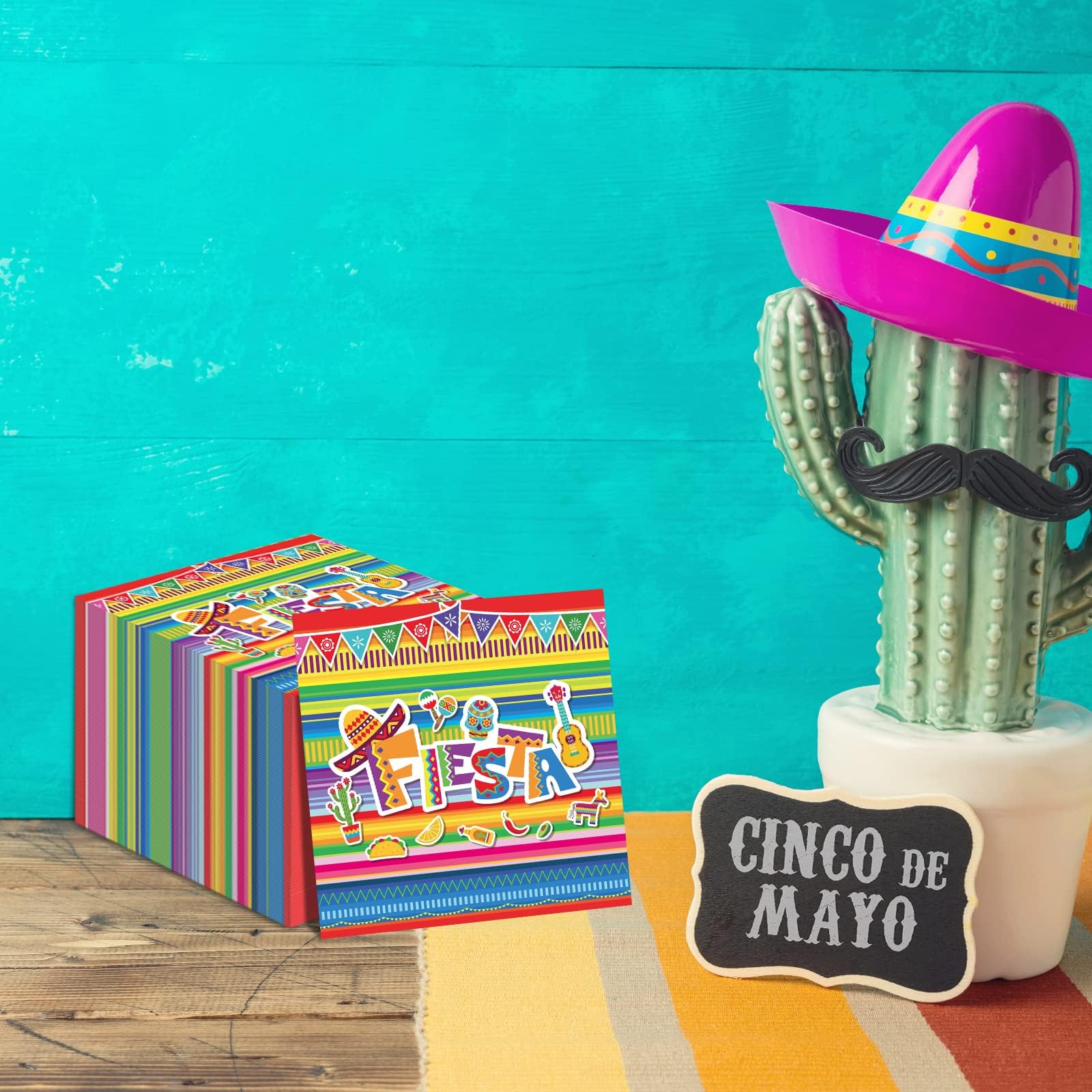 Tevxj 100 Pack Mexican Fiesta Napkins – 3-Ply Disposable Paper Napkins for Cinco de Mayo, Taco Nights, and Party Decorations