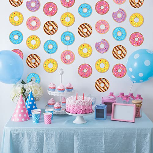 Tevxj 8-Pack Donut Birthday Party Banners - 48 Double-Sided Paper Garland Kit for Baby Shower, Classroom Decor