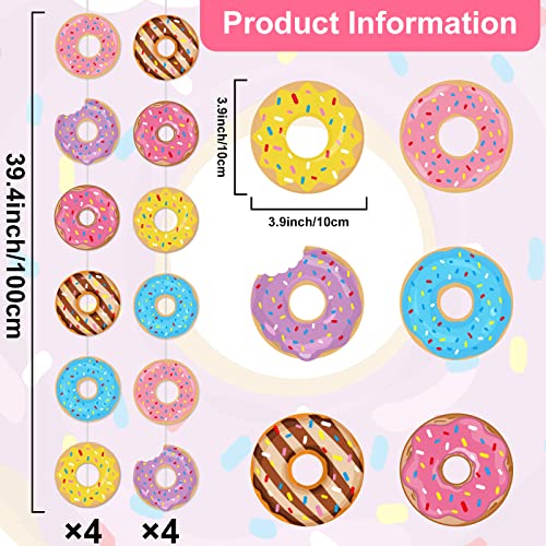 Tevxj 8-Pack Donut Birthday Party Banners - 48 Double-Sided Paper Garland Kit for Baby Shower, Classroom Decor