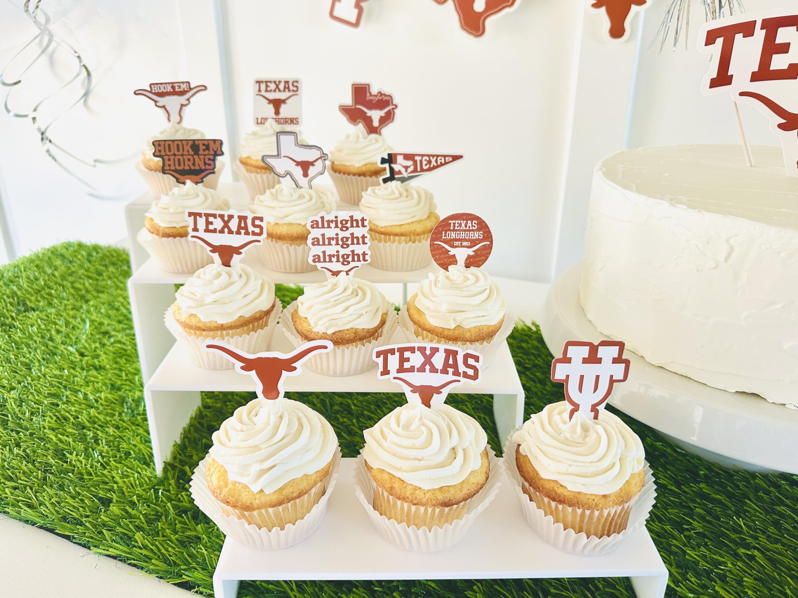 Texas Longhorns Cupcake Toppers – 24 Pack, PartyKandy, 3-4 Inch, Recyclable Paper Party Decor