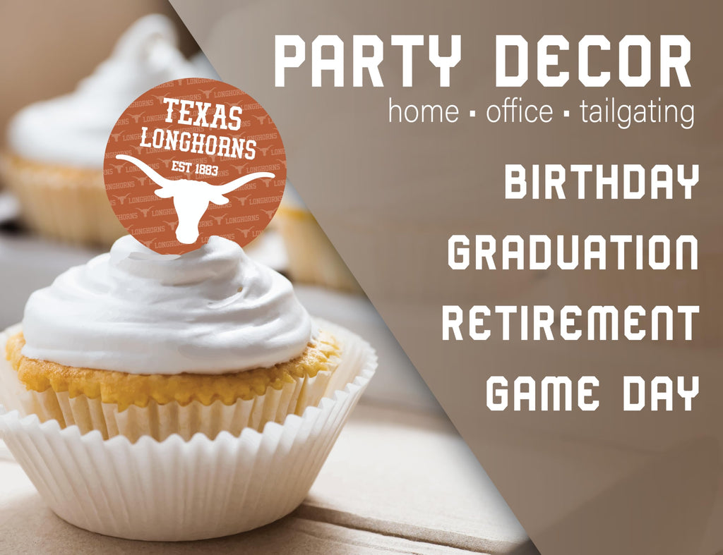 Texas Longhorns Cupcake Toppers – 24 Pack, PartyKandy, 3-4 Inch, Recyclable Paper Party Decor