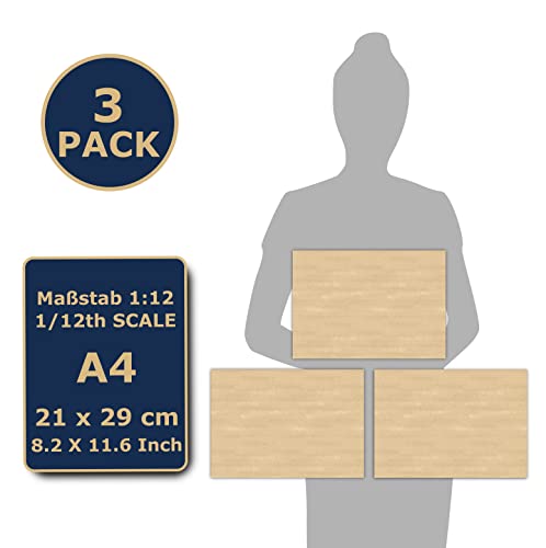 TexturKontor 1:12 Scale Self-Adhesive Dollhouse Flooring – Maple, 3 Sheets (DIN A4)