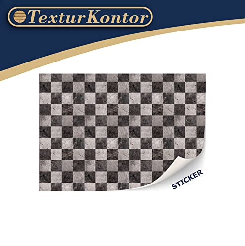 TexturKontor 3-Pack Self-Adhesive Dollhouse Floor Tiles – 1:12 Scale Checkerboard Marble Pattern, DIN A4 Sheets