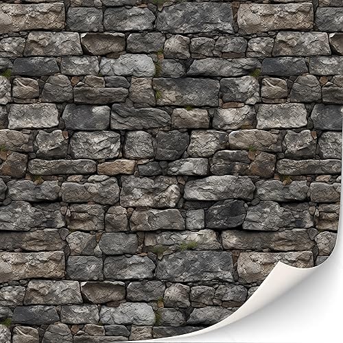 TexturKontor 3 Sheets Self-Adhesive Dollhouse Wall Cladding – 1:12 Scale Cottage Brick Design, DIN A4 Sticker Film