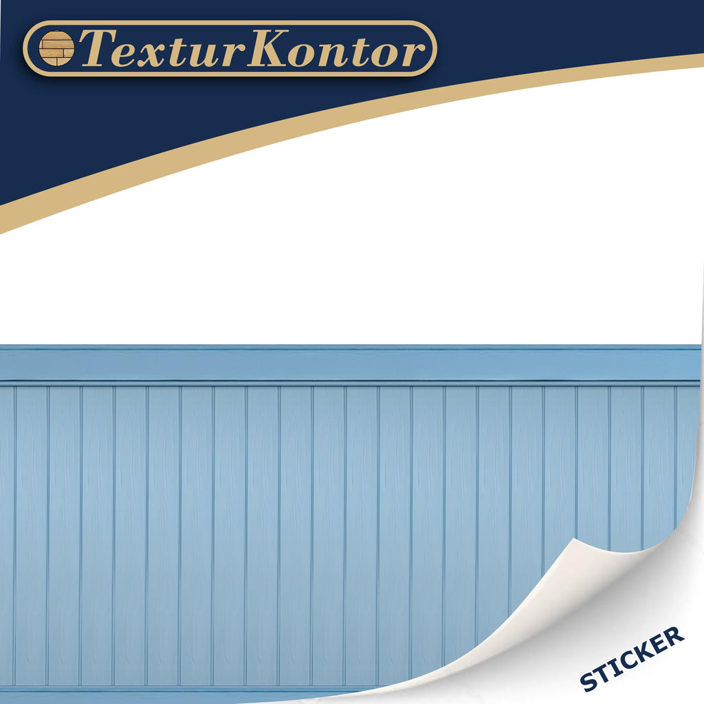 TexturKontor 3 Sheets Self-Adhesive Wall Cladding for 1:12 Dollhouse – Light Blue Wood Paneled