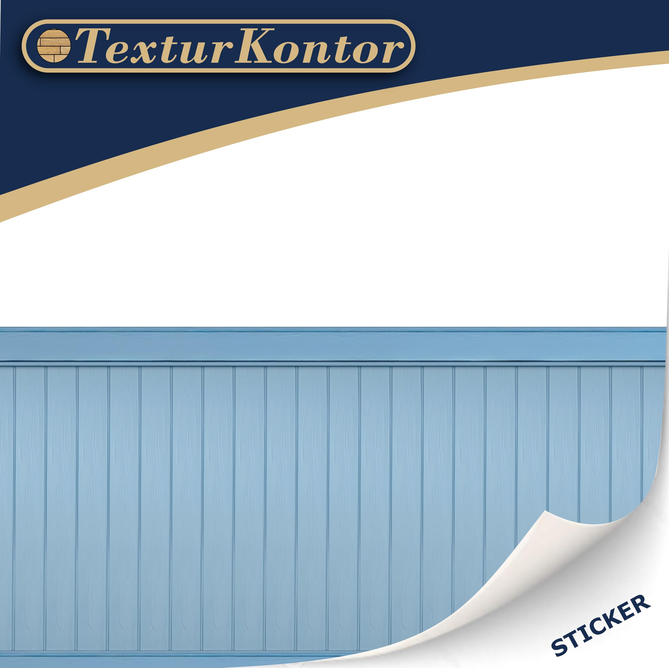 TexturKontor 3 Sheets Self-Adhesive Wall Cladding for 1:12 Dollhouse – Light Blue Wood Paneled