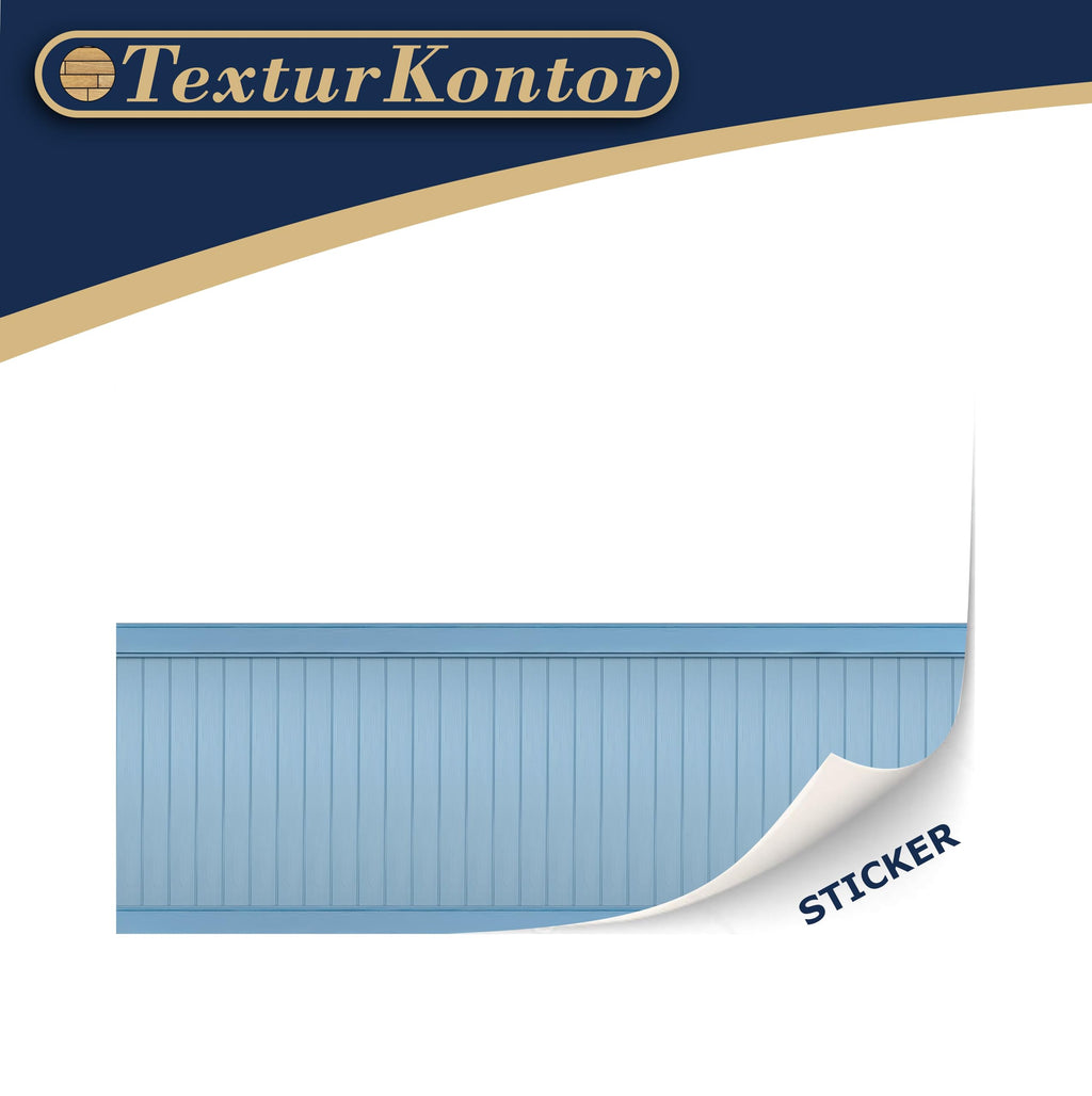 TexturKontor 3 Sheets Self-Adhesive Wall Cladding for 1:12 Dollhouse – Light Blue Wood Paneled