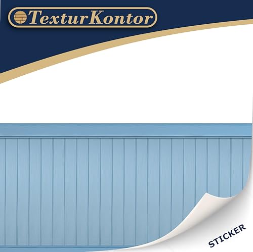TexturKontor 3 Sheets Self-Adhesive Wall Cladding for 1:12 Dollhouse – Light Blue Wood Paneled