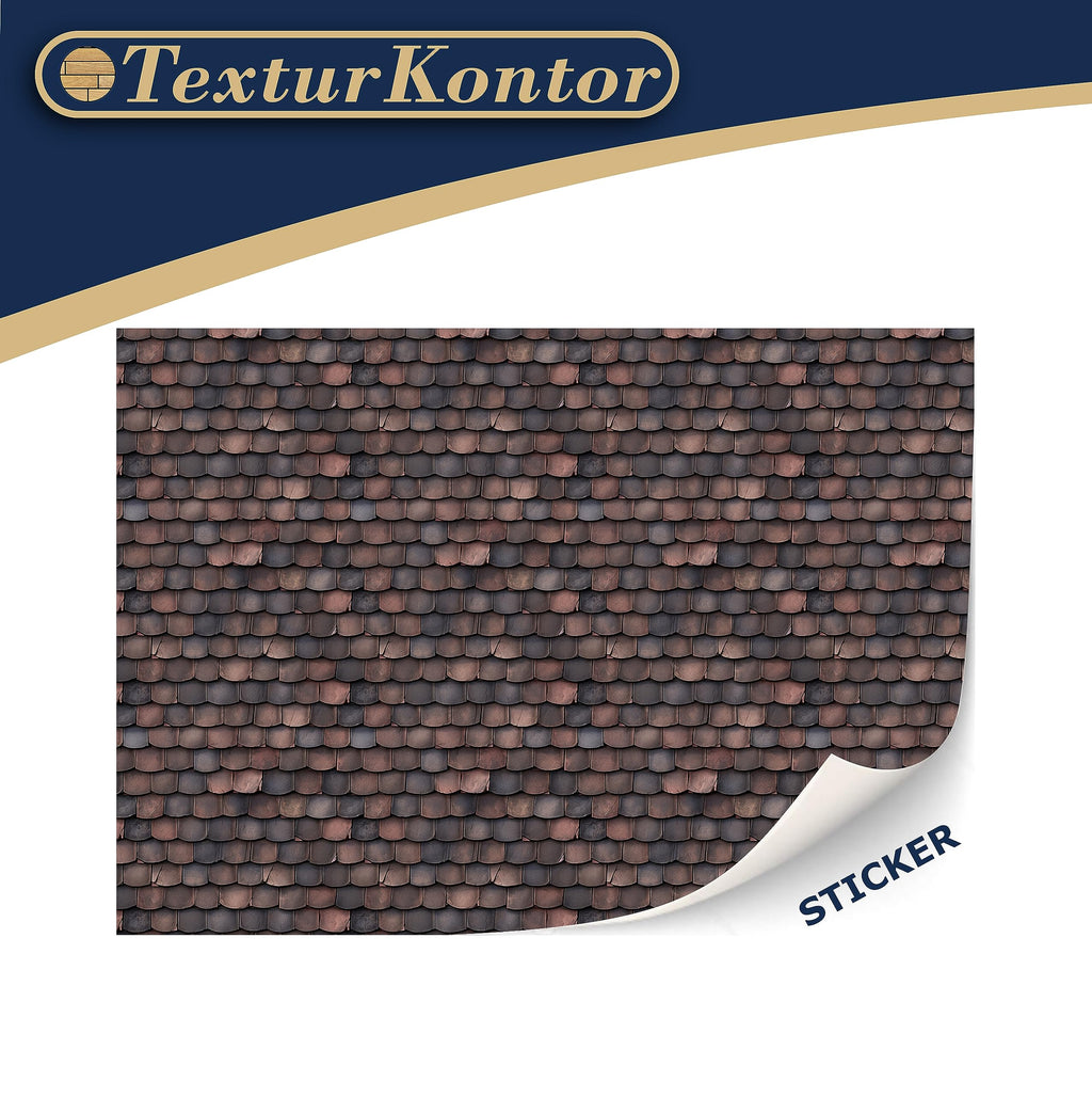 TexturKontor Self-Adhesive Roof Tile Sheets for 1:12 Scale Dollhouses – 3 Red Shingle Sheets, DIN A4
