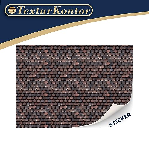 TexturKontor Self-Adhesive Roof Tile Sheets for 1:12 Scale Dollhouses – 3 Red Shingle Sheets, DIN A4