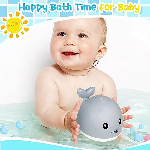 TFS TOP·FANS Baby Whale Bath Toy: Light-Up Fountain for 6-12 Month Olds, Rechargeable & Waterproof