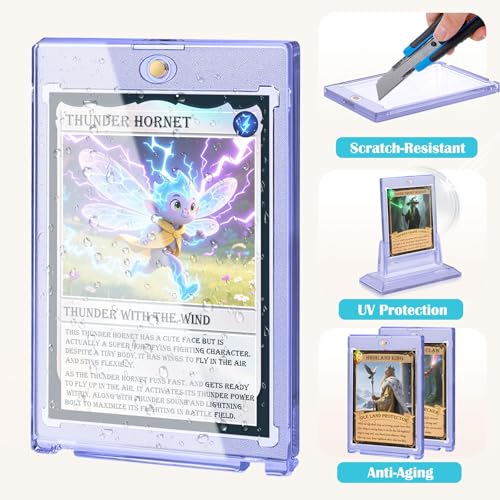 TGBet Magnetic Card Holders 2-Pack: 35pt Acrylic Display Cases with Stands for Standard Trading Cards