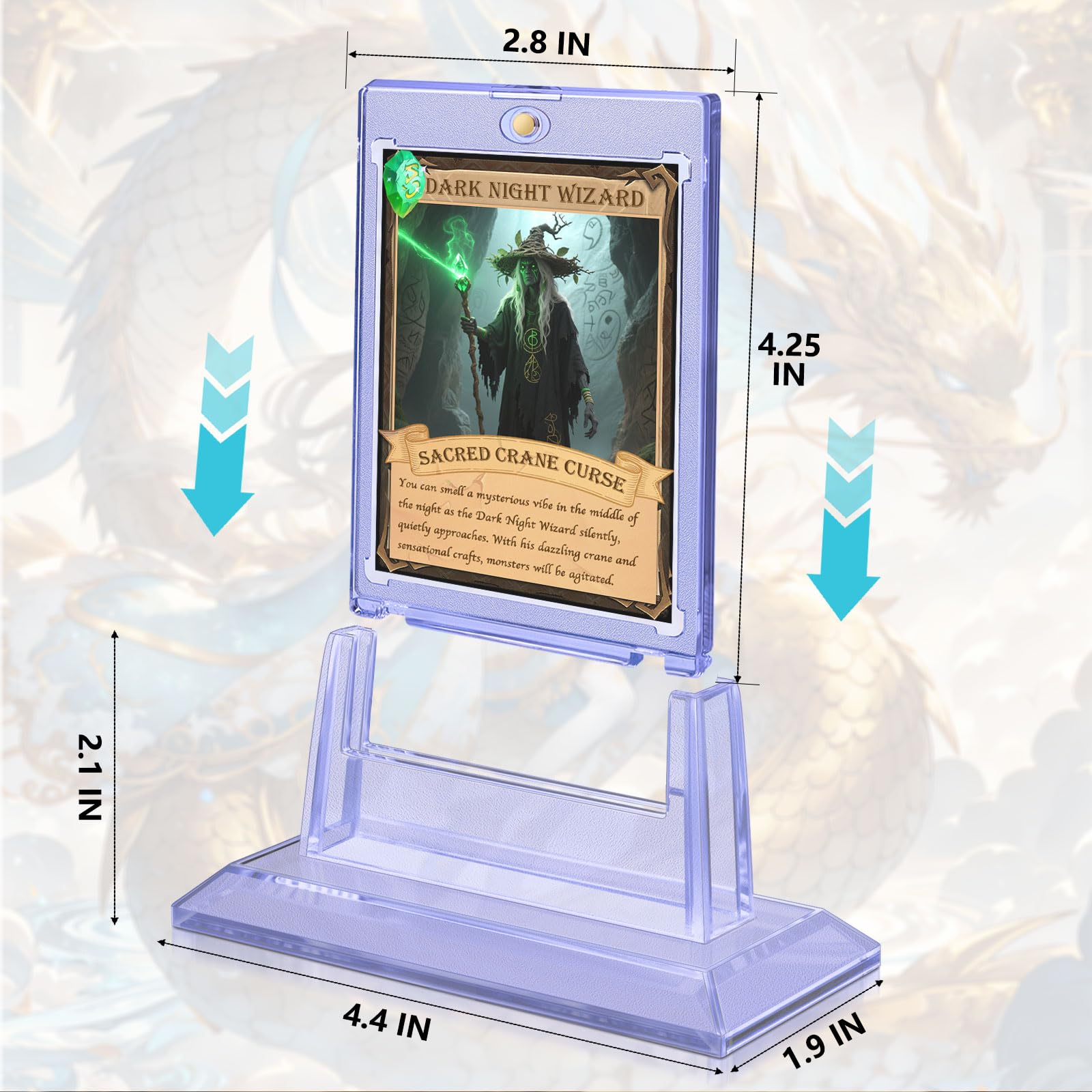 TGBet Magnetic Card Holders 2-Pack: 35pt Acrylic Display Cases with Stands for Standard Trading Cards