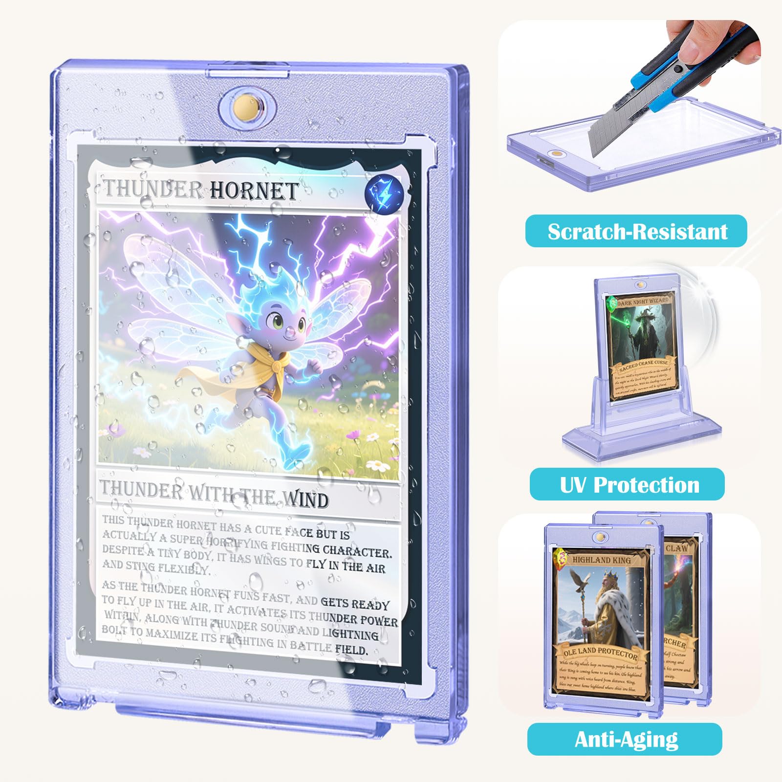 TGBet Magnetic Card Holders 2-Pack: 35pt Acrylic Display Cases with Stands for Standard Trading Cards
