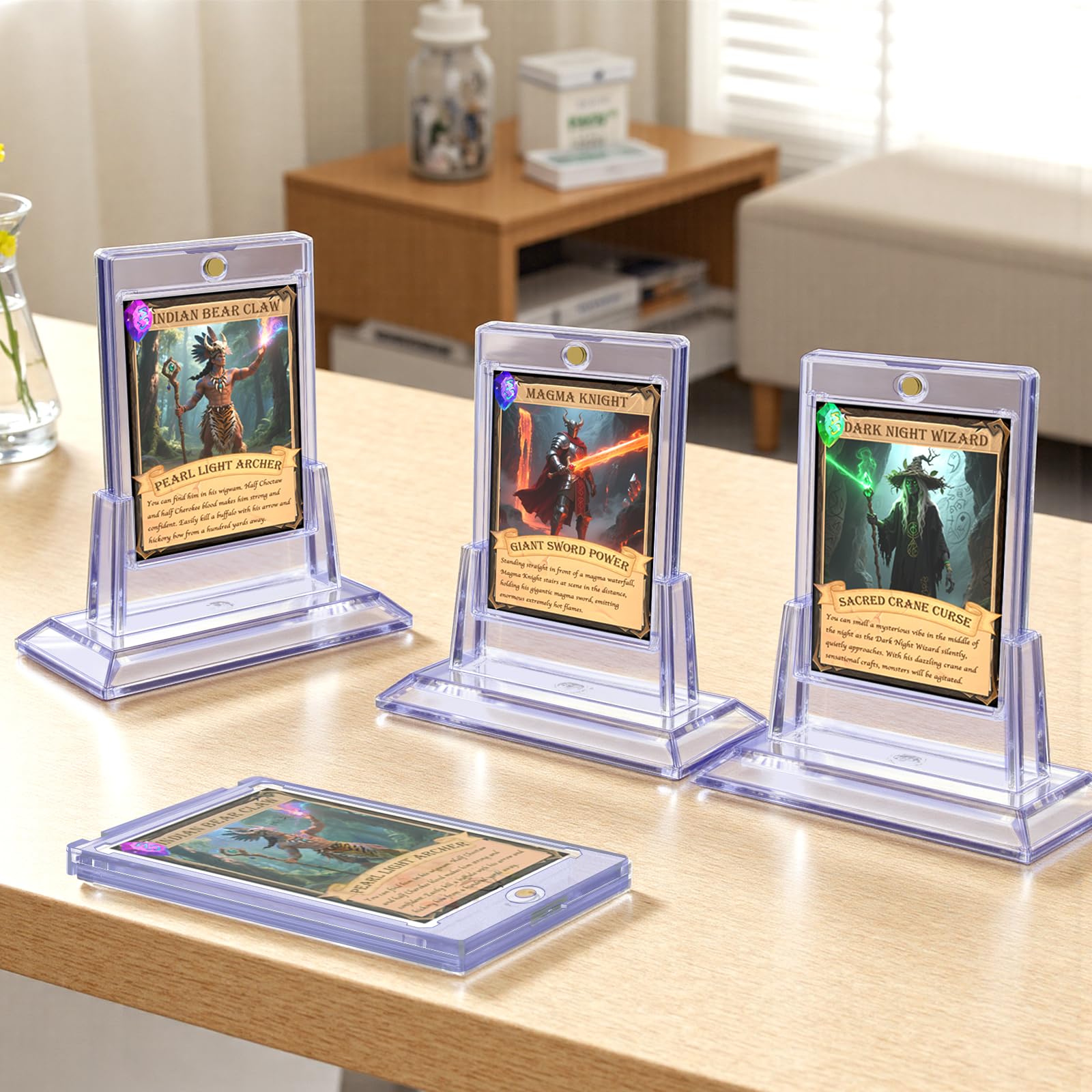 TGBet Magnetic Card Holders 2-Pack: 35pt Acrylic Display Cases with Stands for Standard Trading Cards
