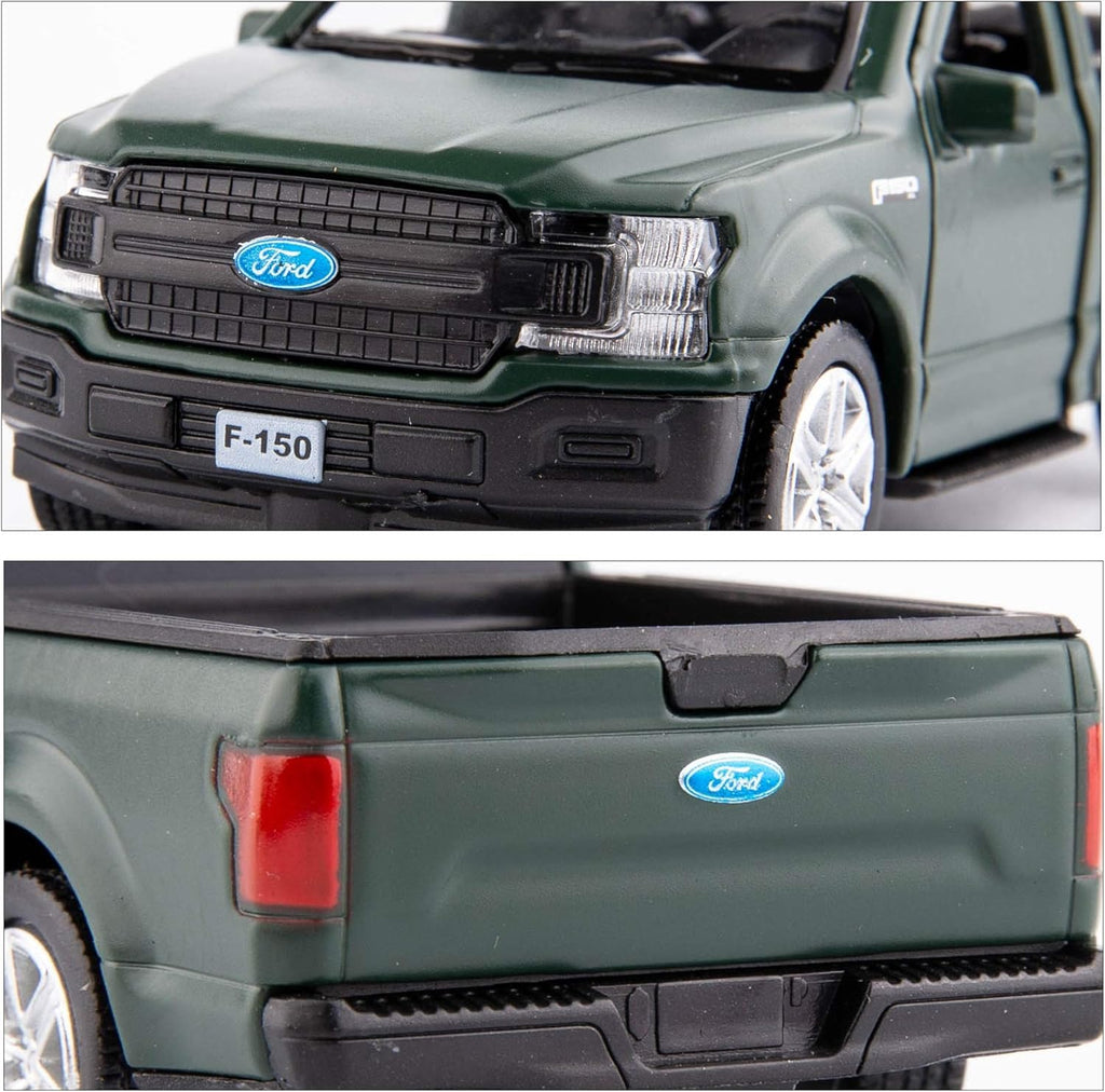 TGRCM-CZ 1/36 Ford F150 Pickup Truck Die-Cast Model - Dark Green Pull-Back Toy Car for Kids Ages 3+