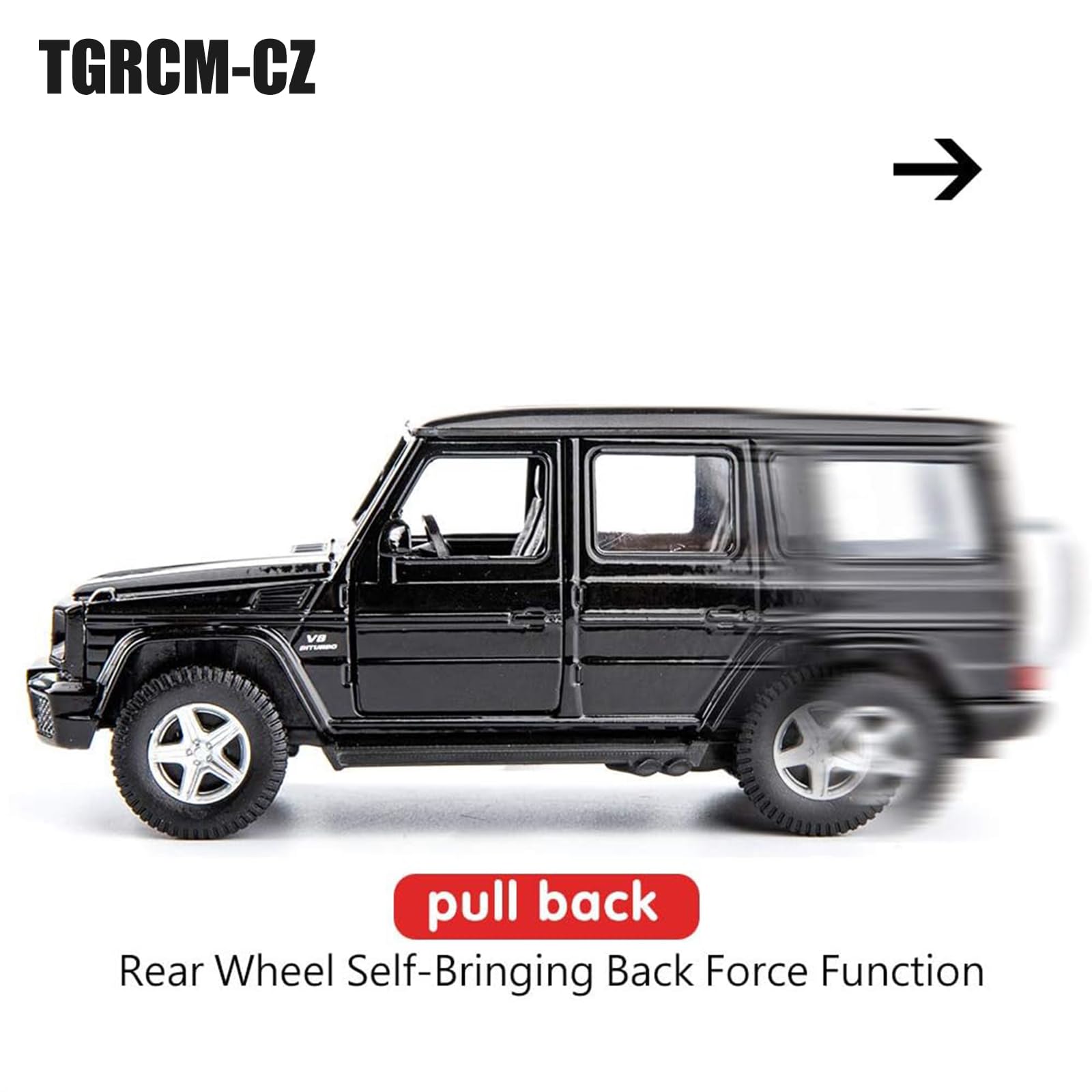 TGRCM-CZ 1/36 Scale G63 G Wagon Pull Back Toy Car – Zinc Alloy Model with Opening Doors for Kids and Adults