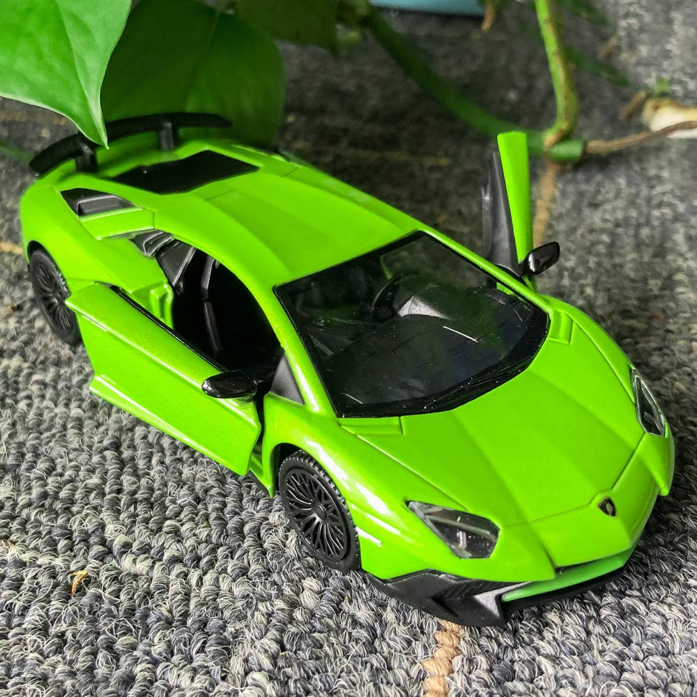 TGRCM-CZ 1/36 Scale Lamborghini Aventador LP700-4 Pull Back Toy Car, Green Zinc Alloy Model for Kids and Collectors